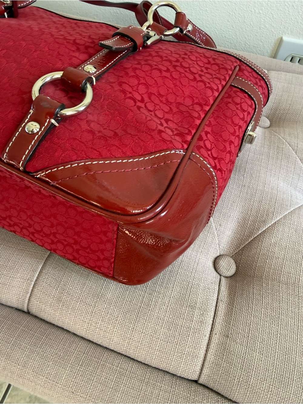 Y2K Authentic Coach Crimson Red Signature Small C Tote - Picture 8 of 12